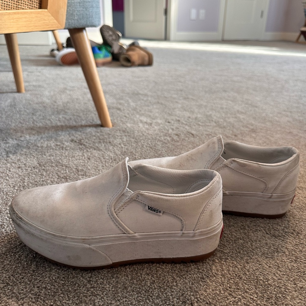 Vans womens White Slip-On Shoes